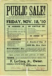 Poster for Public Sale, November 18, 1910 by Corsica Globe Print