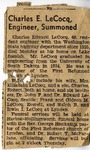 Obituary of Charles E. LeCocq, n.d. by Newspaper
