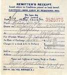 Bank Receipt, March 9, 1925
