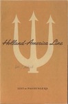 Brochure of the Holland-American Line, List of Passengers, “S.S. Nieuw Amsterdam,” June 22, 1948